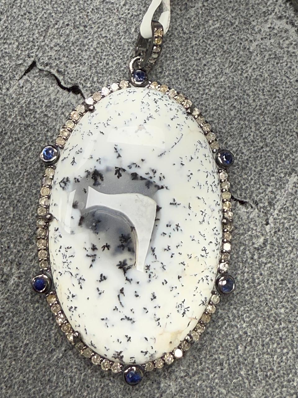 Dendrite Opal Diamond Pendant