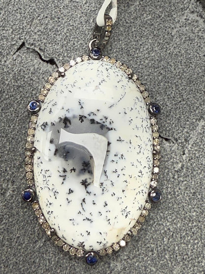 Dendrite Opal Diamond Pendant