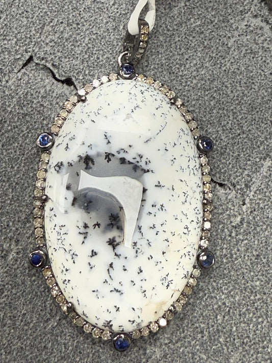 Dendrite Opal Diamond Pendant