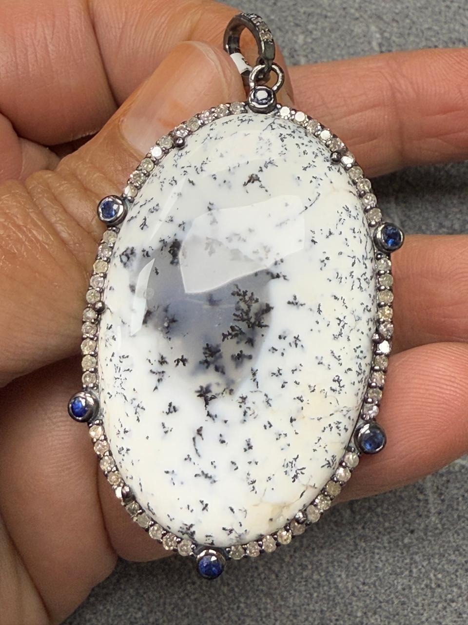 Dendrite Opal Diamond Pendant