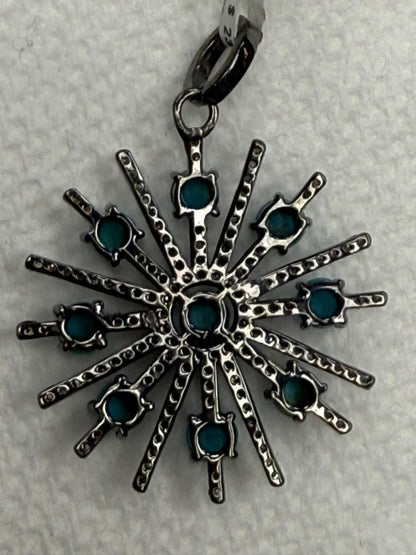 Turqouise Pave Silver Diamond Pendant
