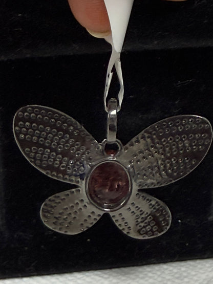 Butterfly Pave Diamond Pendant With Tourmaline Stone
