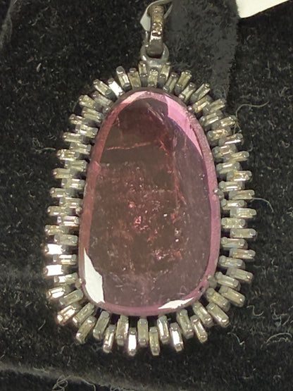 Tourmaline  Stone Pave Diamond Pendant