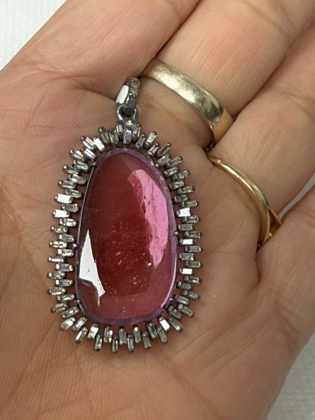 Tourmaline  Stone Pave Diamond Pendant