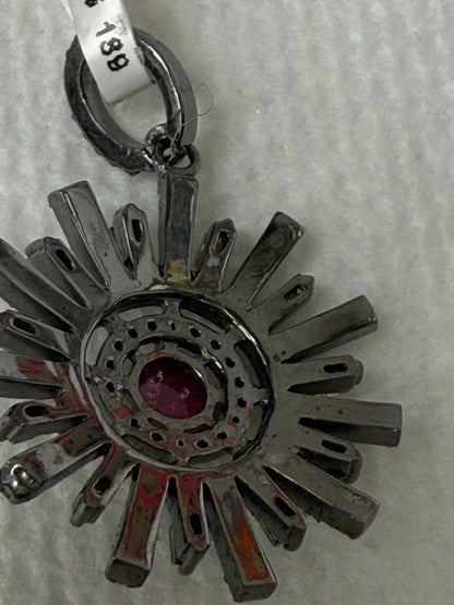 Tourmaline Pave Silver diamond pendant