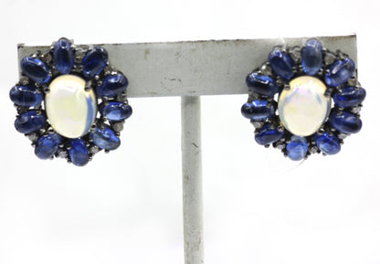 Opal 925 silver Diamond Earring Stud