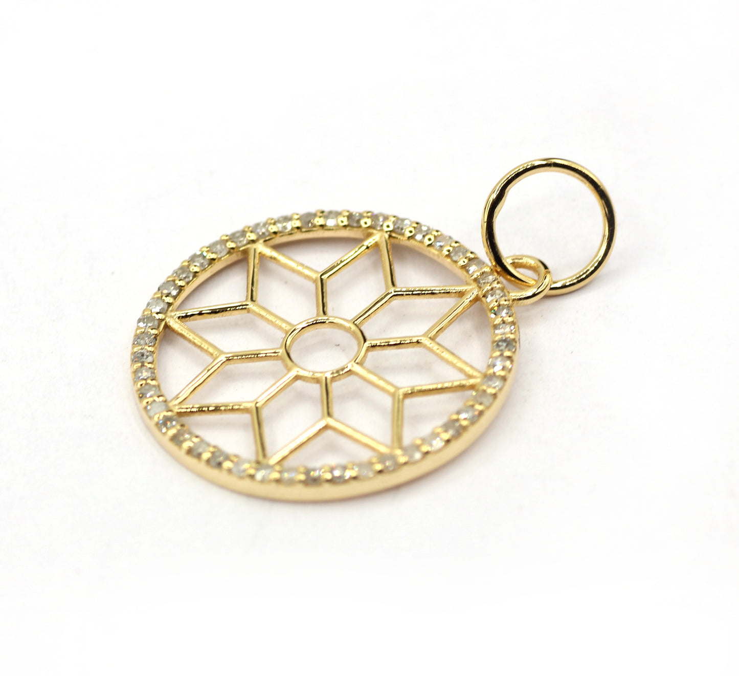 Round 14k Solid Gold Diamond Pendants.