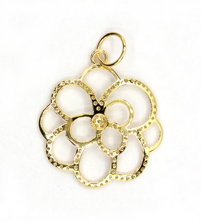 Flower 14k Solid Gold Diamond Pendants.