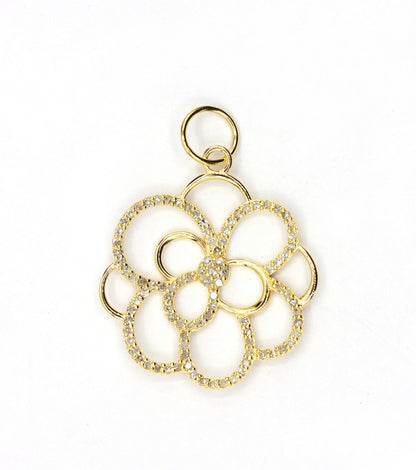 Flower 14k Solid Gold Diamond Pendants.