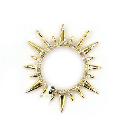Sun 14k Solid Gold Diamond Pendants