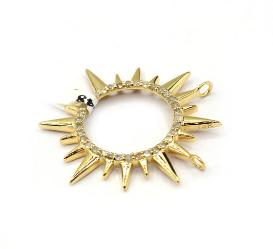 Sun 14k Solid Gold Diamond Pendants