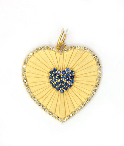 Heart 14k Solid Gold Diamond Pendants
