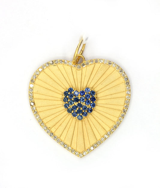 Heart 14k Solid Gold Diamond Pendants