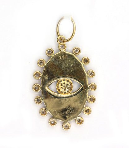 Oval 14k Solid Gold Diamond Pendants