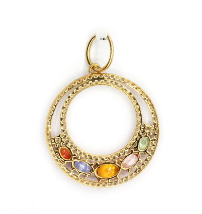 Round 14k Solid Gold Diamond Pendants