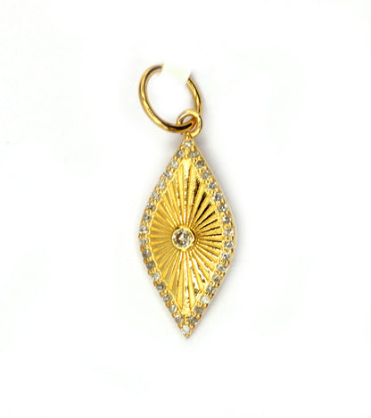Evil Eye 14k Solid Gold Diamond Pendants