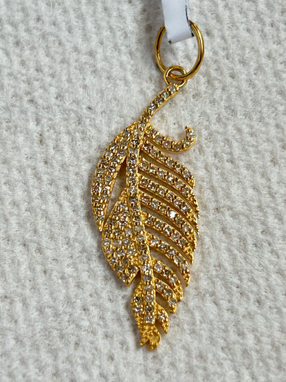 Leaf 14k Solid Gold Diamond Pendants.