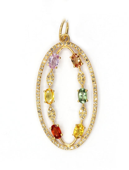 Oval 14k Solid Gold Diamond Pendants