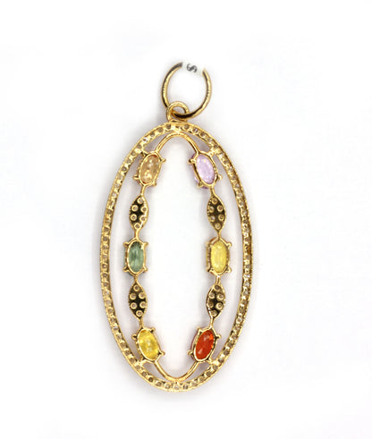 Oval 14k Solid Gold Diamond Pendants