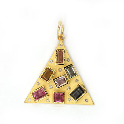 Triangle 14k Solid Gold Diamond Pendants
