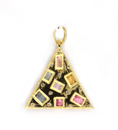 Triangle 14k Solid Gold Diamond Pendants