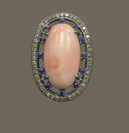 Coral and Diamond Ring