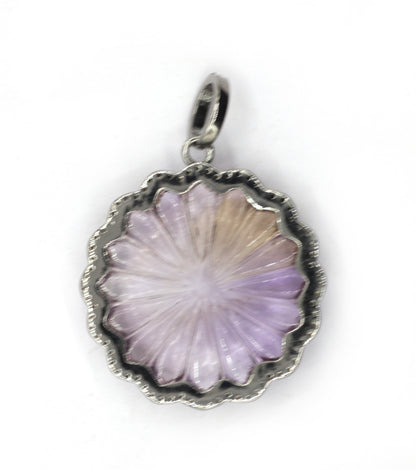 Ametrine Silver Pave Diamond Pendant