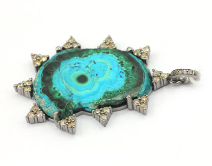 Malachite  Pave Diamond Pendant