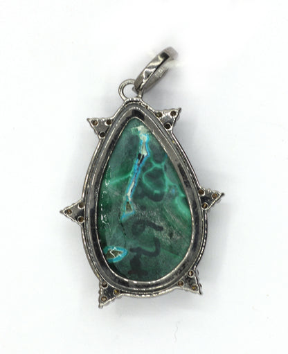 Malachite  Pave Diamond Pendant