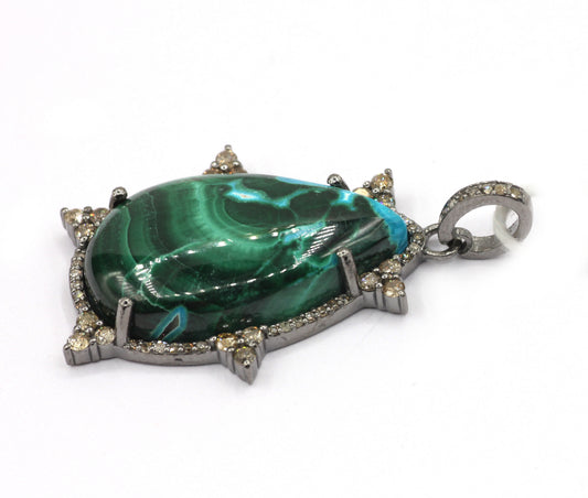 Malachite  Pave Diamond Pendant