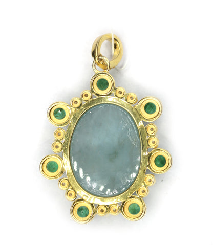 Oval Silver Pave Diamond Pendant