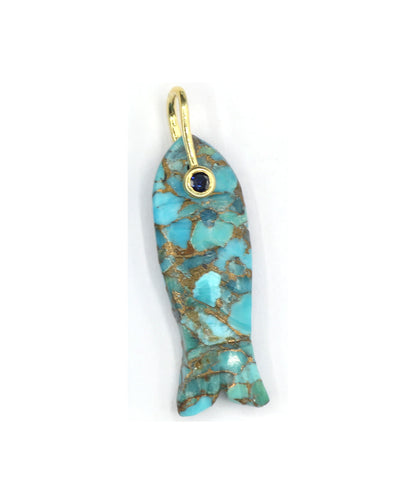 Fish Silver Pave Diamond Pendant