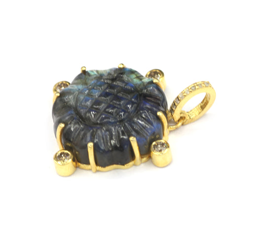 Labradorite Pave Diamond Pendant