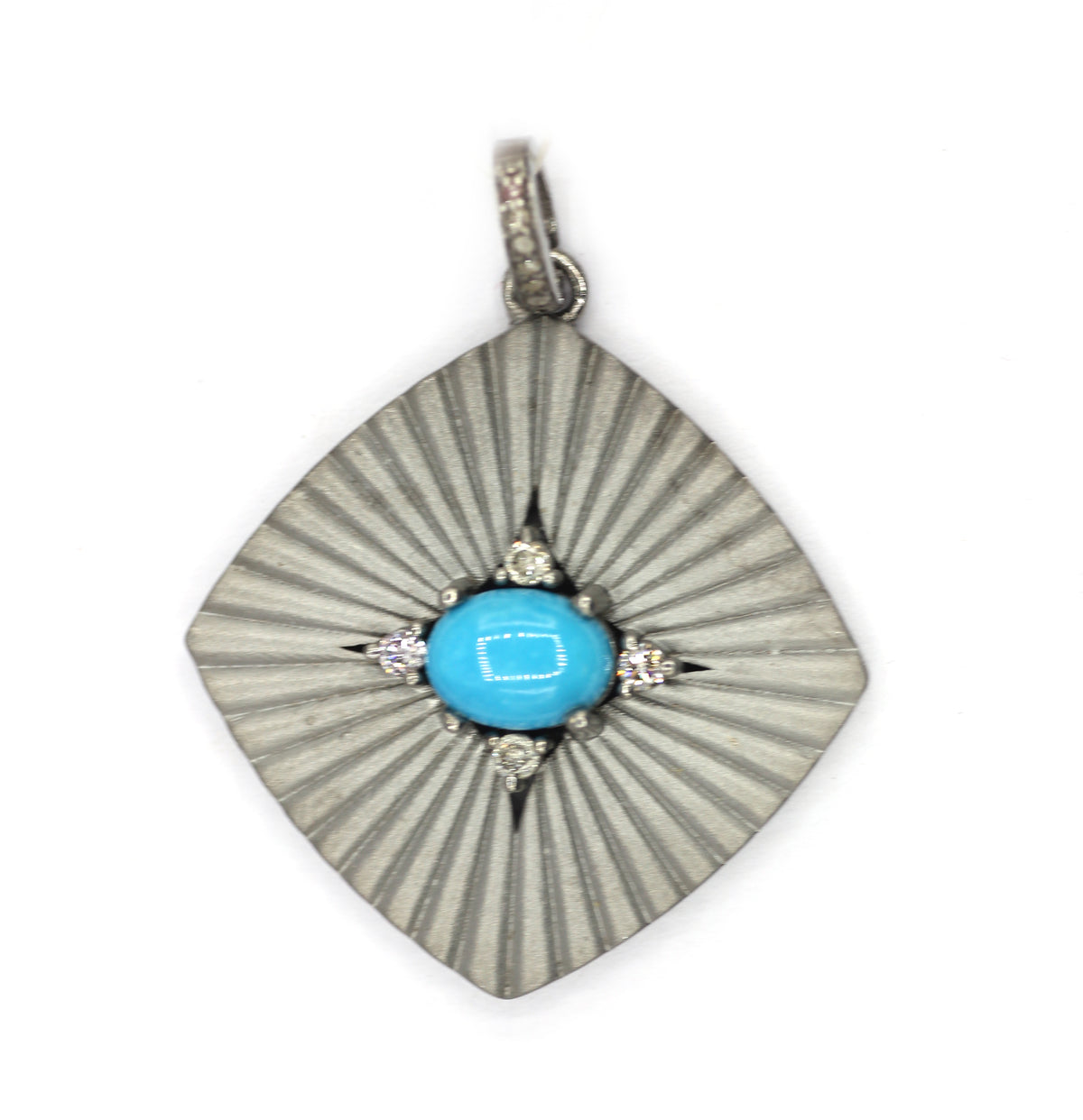 Turquoise sterling silver Diamond pendant