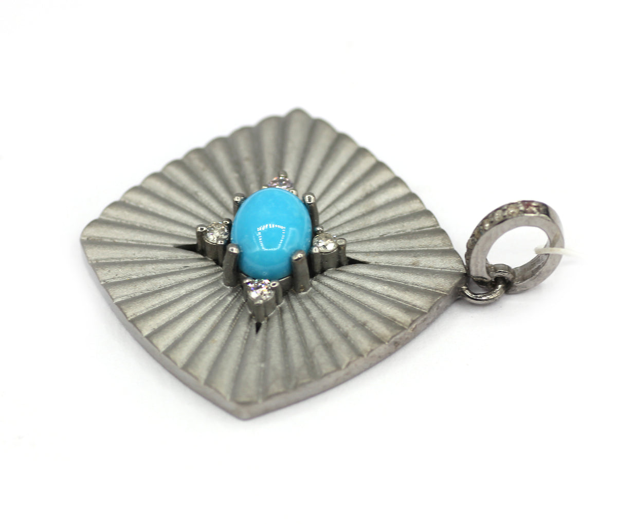 Turquoise sterling silver Diamond pendant