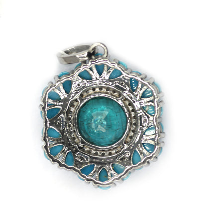 Green Kynite sterling silver Diamond pendant With Turquoise Stone