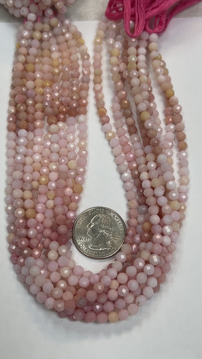 Opal, PINK OPAL BEADS ROUND FACETED 3-4MM