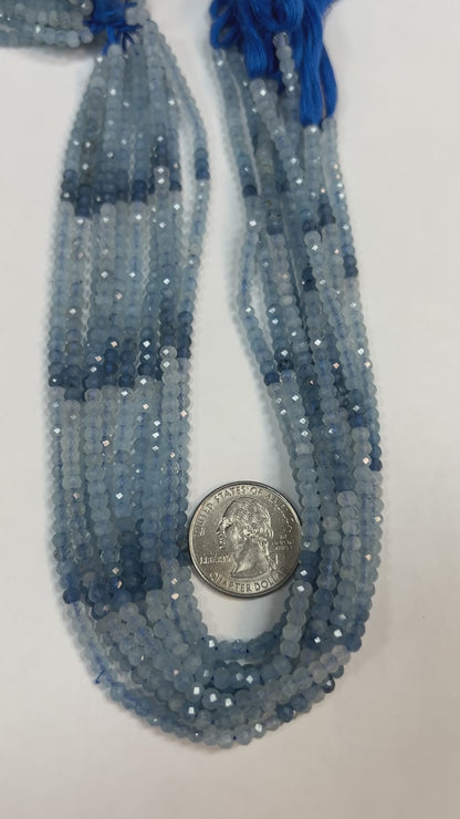 Aquamarine, Multi Aqumarine Faceted Roundelle 3-4mm