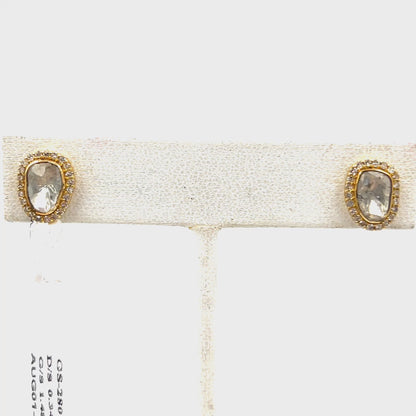 Polki 14k Solid Gold Diamond Stud Earring.14k Solid Gold Diamond Earring..
