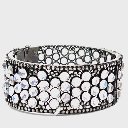Rainbow Moonstone Diamond Bangle