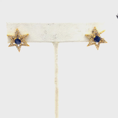 Star 14k Solid Gold Diamond Earring.14k Solid Gold Diamond Earring..