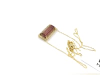 14k Solid Gold Diamond Necklace With Pink Tourmaline Stone