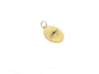 Oval Evil Eye 14k Solid Gold Diamond Pendants.