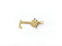 14K Gold Crown Initial Pendant with Diamonds and Blue Sapphires