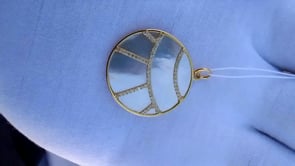 Round Mother Of Pearl 14k Solid Gold Diamond Pendants.