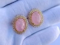 Oval 14k Gold Diamond Stud Earring
