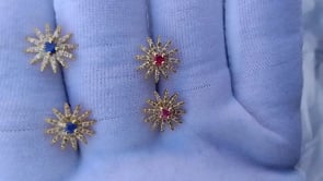 Sun Star 14k Gold Diamond Stud Earring
