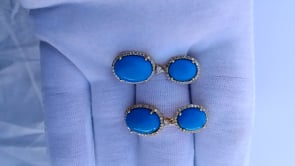 Turquoise 14k Gold Diamond Earring