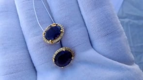 Oval 14k Gold Diamond  Stud Earring