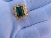 Green Tourmaline 14k Solid Gold Diamond Rings.